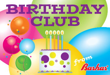 Kids Birthday Club from Bashas'. Kids Birthday Club page